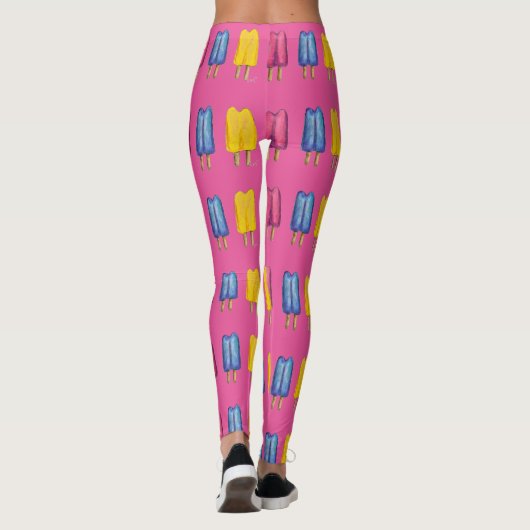 Roze Waterverf Twin Pop Popsicles Foodie Leggings (Achterkant)