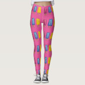 Roze Waterverf Twin Pop Popsicles Foodie Leggings (Voorkant)