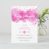 Roze Waterverf | Typografie Baby shower Kaart (Staand voorkant)