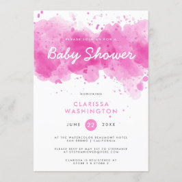 Roze Waterverf | Typografie Baby shower Kaart
