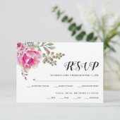 Roze waterverf typografie bruiloft RSVP-kaart RSVP Kaartje (Staand voorkant)