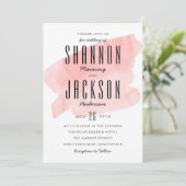 Roze Waterverf Uitnodiging tot bruiloft (Staand voorkant)