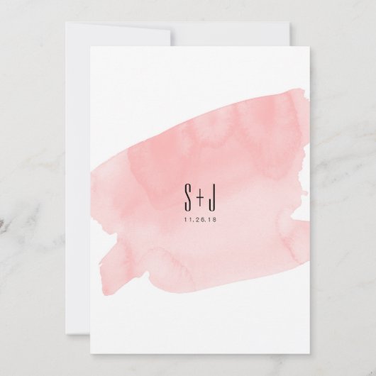Roze Waterverf Uitnodiging tot bruiloft (Achterkant)