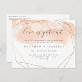 Roze waterverf Uitstel Liefde is Geduldig Uitnodiging Briefkaart (Voorkant / Achterkant)