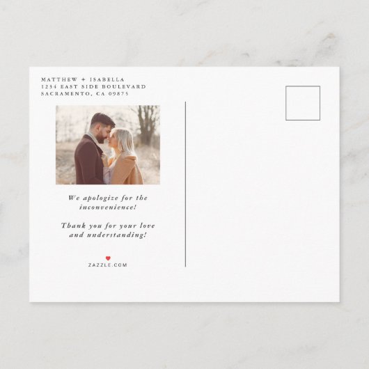 Roze waterverf Uitstel Liefde is Geduldig Uitnodiging Briefkaart (Achterkant)