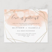 Roze waterverf Uitstel Liefde is Geduldig Uitnodiging Briefkaart (Voorkant)