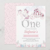 Roze Waterverf Unicorn Fairytale Eerste verjaardag Kaart (Voorkant / Achterkant)