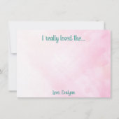 Roze Waterverf Unicorn Foto Hartelijk dank Bedankkaart (Achterkant)