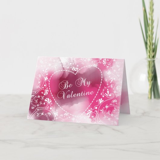 Roze Waterverf Valentijn Feestdagen Kaart (Voorkant)