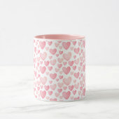 Roze Waterverf Valentijnsharten Patroon Mok (Midden)