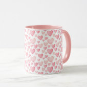 Roze Waterverf Valentijnsharten Patroon Mok (Voorkant rechts)