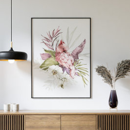 Roze Waterverf van de Cockato Parrot Poster