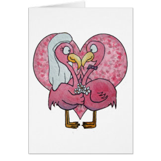 Roze Waterverf van de Flamingo Wedding Couple Paar