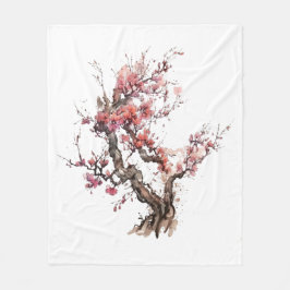 Roze Waterverf van de Japanse Sakura Cherry Blosso Fleece Deken