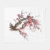Roze Waterverf van de Japanse Sakura Cherry Blosso Fleece Deken (Voorkant (Horizontaal))