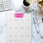 Roze Waterverf van de lijst van roze grote traanwe Notitieblok<br><div class="desc">Roze het manuscripttitel van het de borstelmanuscript van de waterverf met eenvoudig en gemakkelijk te lezen lay-out van grocery opslagcategorieën. Uitgebreid,  met inbegrip van diepgevroren levensmiddelen,  bereid,  in bulk..en zelfs lichaamsdelen en bloemen voor degenen die regelmatig bloemen zoals ikzelf kopen .</div>