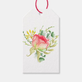 Roze Waterverf van de tuin Rose Bouquet Cadeaulabel