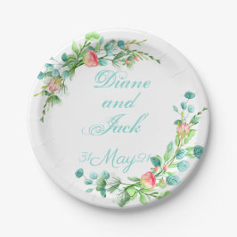 Roze Waterverf van de tuin Rose Bouquet Papieren Bordje