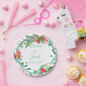 Roze Waterverf van de tuin Rose Bouquet Papieren Bordje (Feest)