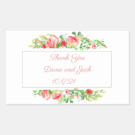 Roze Waterverf van de tuin Rose Bouquet Rechthoekige Sticker