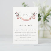 Roze Waterverf van de Wilde Bloem Bindlintbruiloft Informatiekaartje (Staand voorkant)