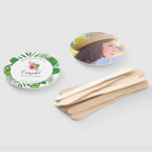 Roze Waterverf van Flamingo Luau Afstuderen foto Handwaaier (Niet-gemonteerd)