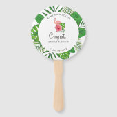 Roze Waterverf van Flamingo Luau Afstuderen foto Handwaaier (Voorkant)