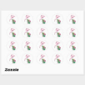 Roze Waterverf van Flamingo Schilderen Ronde Sticker (Vel)