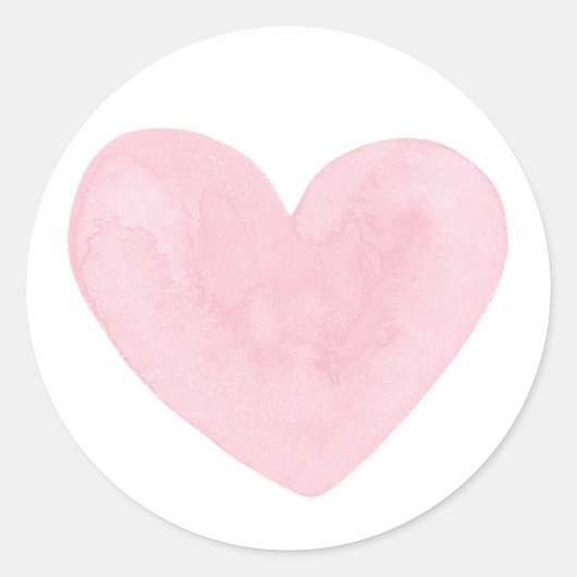 Roze waterverf van het hart. Valentijn. Romantisch Ronde Sticker (Voorkant)