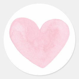 Roze waterverf van het hart. Valentijn. Romantisch Ronde Sticker