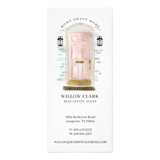 Roze Waterverf van Real Estate 2022 Agenda Reclamekaart (Voorkant)