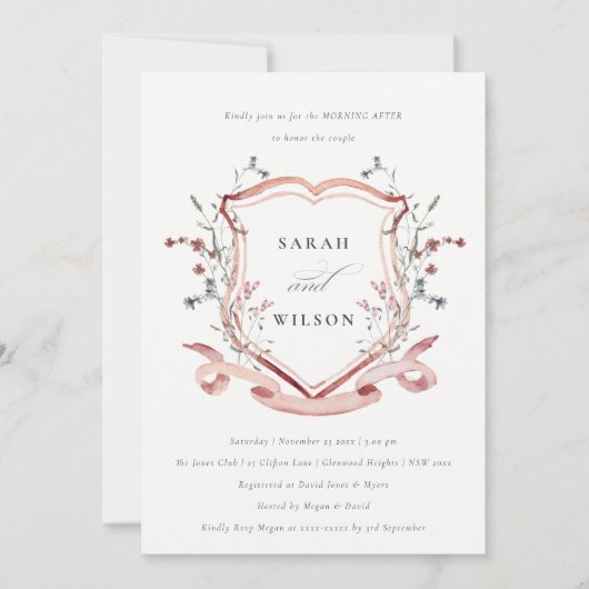 Roze Waterverf van wilde bloem Roosterochtend na Kaart (Voorkant)