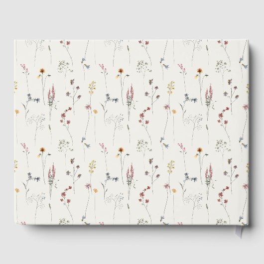 Roze Waterverf van wilde bloemen Vrijgezellenfeest Gastenboek (Achterkant)