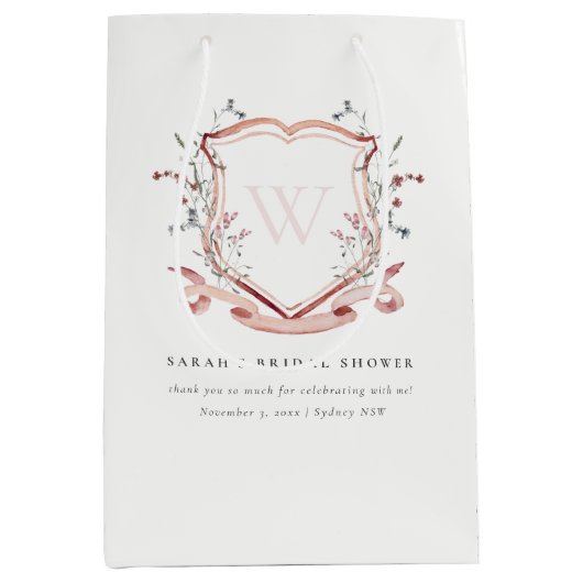 Roze Waterverf van wilde bloemen Vrijgezellenfeest Medium Cadeauzakje (Voorkant)