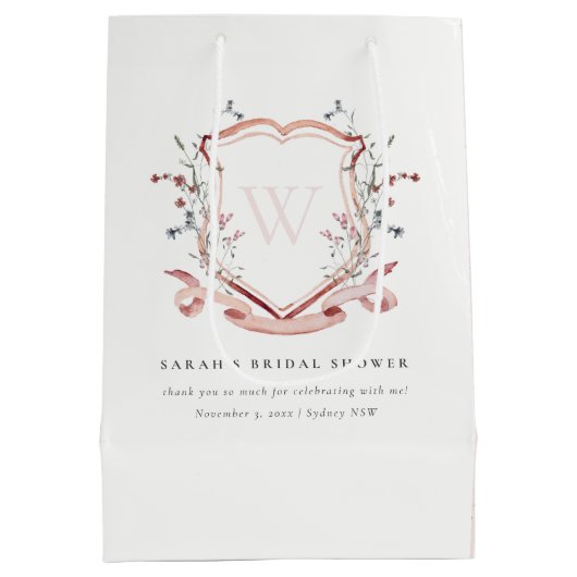 Roze Waterverf van wilde bloemen Vrijgezellenfeest Medium Cadeauzakje (Achterkant)