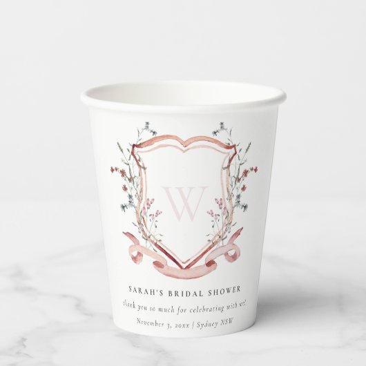 Roze Waterverf van wilde bloemen Vrijgezellenfeest Papieren Bekers (Achterkant)