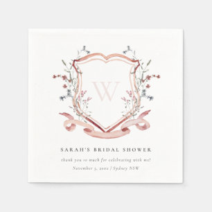 Roze Waterverf van wilde bloemen Vrijgezellenfeest Servet