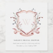 Roze Waterverf van wilde bloemen Vrijgezellenfeest Wijn Etiket (Enkel label)