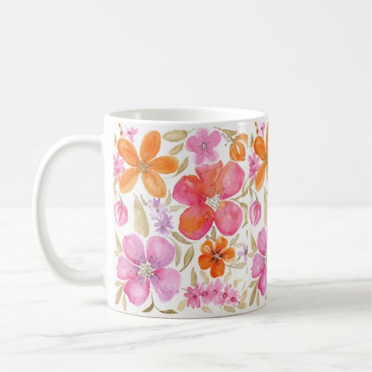 Roze Waterverf ventilator Koffiemok (Links)