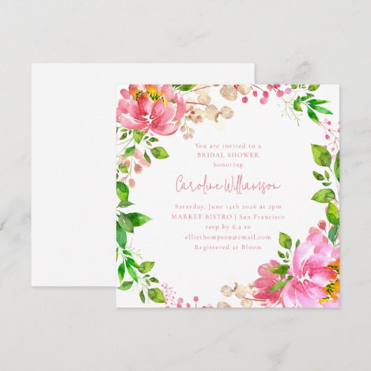 Roze Waterverf ventilator Rustisch Vrijgezellenfee Kaart (Voorkant / Achterkant)