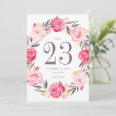 Roze Waterverf ventilator Wreattable Number Kaart (Staand voorkant)