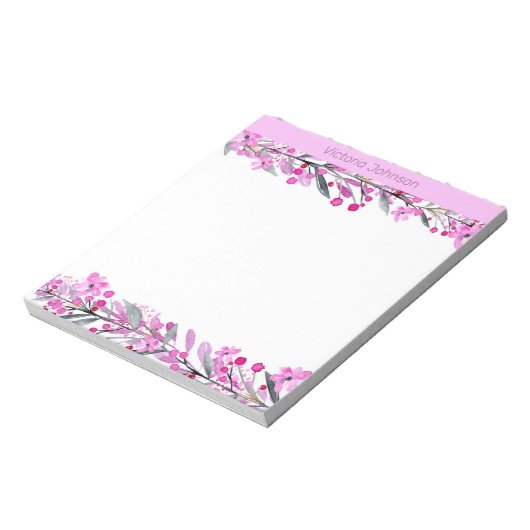 Roze Waterverf ventilatorgrens Notitieblok (Linkerzijde)