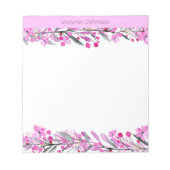 Roze Waterverf ventilatorgrens Notitieblok (Voorkant)