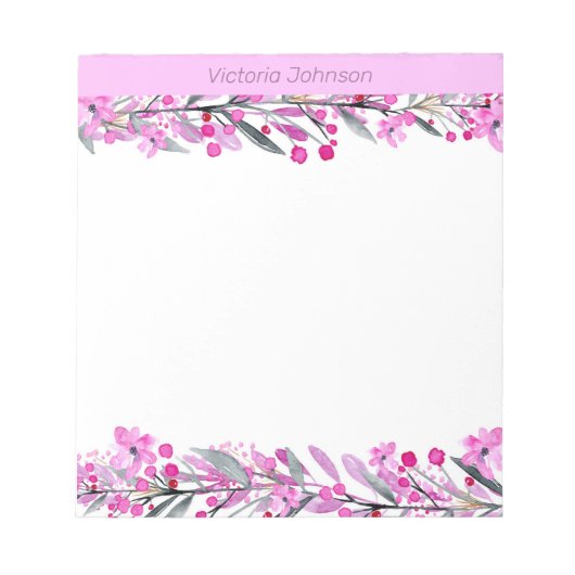 Roze Waterverf ventilatorgrens Notitieblok (Voorkant)