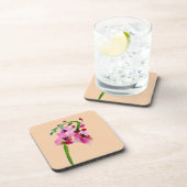 Roze waterverf verbascum bloesem bier onderzetter (Rechterzijde)