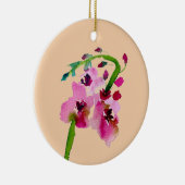 Roze waterverf verbascum bloesem keramisch ornament (Rechts)