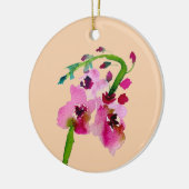 Roze waterverf verbascum bloesem keramisch ornament (Links)