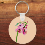 Roze waterverf verbascum bloesem sleutelhanger (Voorkant)