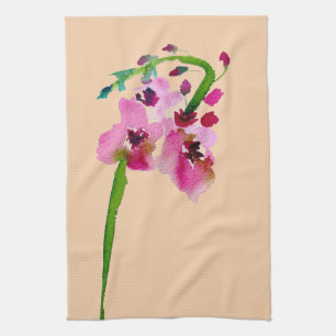 Roze waterverf verbascum bloesem theedoek