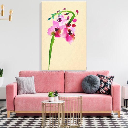 Roze waterverf Verbascum blush Canvas Afdruk (Insitu (Woonkamer))